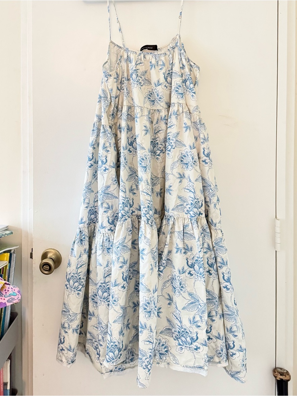 SOLID & STRIPED Blue Floral Tiered Sundress
